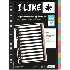 Material SEPARADORES GRAFOPLAS LIKE 12 POSICIONES A4 0.5 PASTEL (41261700)