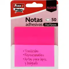 NOTAS ADHESIVAS 75X75MM TRANSPARENTE FUCSIA NEON 50HJ FIXO (65007854)