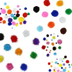 Material POMPONES 100UDS COLORES Y TAMAÑO SURTIDOS GRAFOPLAS 68012700