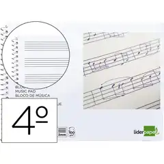 Material BLOC DE MUSICA 4º 20 HJ 100 GRS. PENTAGRAMA LIDERPAPEL (00737)