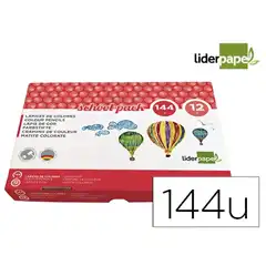 LAPICES DE COLORES LIDERPAPEL SCHOOL PACK DE 144 UDS 12 COLORES X 12 UDS LC11 6183