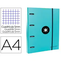 Material CARPETA CON RECAMBIO ANTARTIK A4 CUADRO 5MM FORRADA 4 ANILLAS 40MM REDONDAS COLOR MENTA AW56 7811
