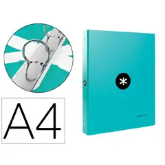 CARPETA ANTARTIK A4 FORRADA 4 ANILLAS 25 MM REDONDAS COLOR MENTA KA51 7814