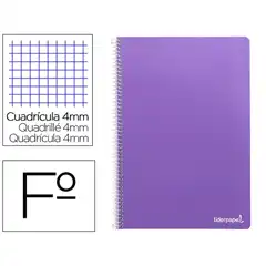 CUADERNO ESPIRAL LIDERPAPEL Fº SMART T. BLANDA 80H 60GR CUADRO 4MM CON MARGEN COLOR VIOLETA BG03 8188