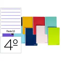 BLOC ESPIRAL LIDERPAPEL 4º SMART TAPA CARTONCILLO 80H 60G PAUTA 3.5MM CON MARGEN COLORES SURTIDOS BC11 08392 8392