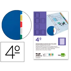 Material SEPARADOR LIDERPAPEL PLASTICO JUEGO DE 5 SEPARADORES 4º 11 TALADROS 9096