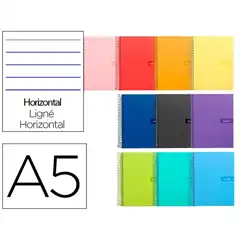 CUADERNO ESPIRAL LIDERPAPEL A5 CRAFTY TAPA FORRADA 80HJ 90GR 4MM CON MARGEN BC40 09245