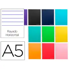 CUADERNO ESPIRAL LIDERPAPEL A5 MICRO JOLLY T. FORRADA 140H 75 GR HORIZONTAL 5 BANDAS6 TALADROS COLORES SURTIDOS BJ56 9759