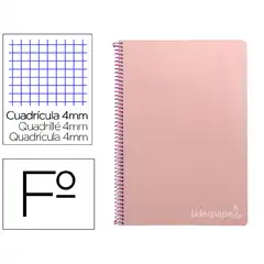CUADERNO ESPIRAL LIDERPAPEL Fº WITTY T. DURA 80H 75GR CUADRO 4MM CON MARGEN COLOR ROSA BF73 9798
