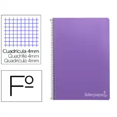 CUADERNO ESPIRAL LIDERPAPEL Fº WITTY T. DURA 80H 75GR CUADRO 4MM CON MARGEN COLOR VIOLETA BF37 9803