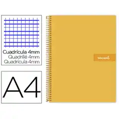 CUADERNO ESPIRAL LIDERPAPEL A4 CRAFTY T. FORRADA 80H 90 GR CUADRO 4MM CON MARGEN COLOR NARANJA BF59 09925