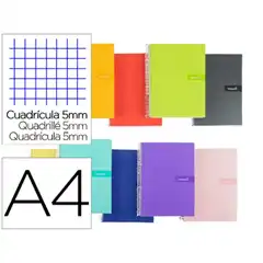 CUADERNO ESPIRAL LIDERPAPEL A4 CRAFTY TAPA FORRADA 80HJ 90GR 5MM CON MARGEN BJ82 09956