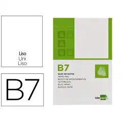 BLOC NOTAS LIDERPAPEL LISO B7 80 HJ 60G/M2 PERFORADO BN08 10437