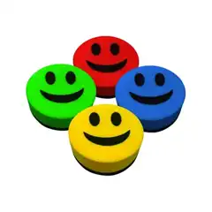 BORRADOR LIDERPAPEL PIZARRA BLANCA REDONDO 5 CM DIAMETRO MAGNETICO CARA SMILEY COLORES SURTIDOS RD01 10701