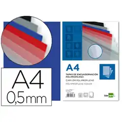 T. ENCUADERNACION LIDERPAPEL PP A4 0.5 MM AZUL TRANSLUCIDO PAQ. DE 100 UDS TE26 10746