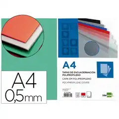 T. ENCUADERNACION LIDERPAPEL PP A4 0.5 MM VERDE TRANSLUCIDO PAQ. DE 100 UDS TE28 10748