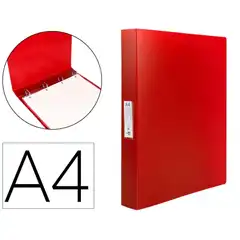 CARPETA LIDERPAPEL 4 ANILLAS 25 MM MIXTAS PP DIN A4 ROJO TRANSLUCIDO CH30 10892