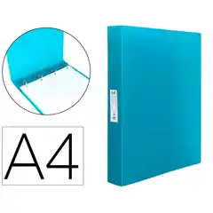 Material CARPETA LIDERPAPEL 4 ANILLAS 25 MM MIXTAS PP DIN A4 CELESTE OPACO CH35 10897