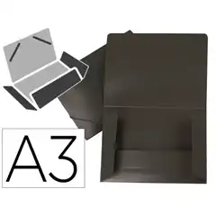 CARPETA LIDERPAPEL PORTADOCUMENTOS SOLAPAS PP DIN A3 NEGRO OPACO LOMO FLEXIBLE SS45 10899