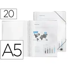 CARPETA LIDERPAPEL ESCAPARATE CON ESPIRAL 20 FUNDAS PP DIN A5 TRANSPARENTE EC59 10986