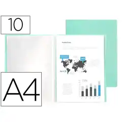 Material CARPETA LIDERPAPEL ESCAPARATE 10 FUNDAS PP A4 VERDE MANZANA OPACO EC65 10994