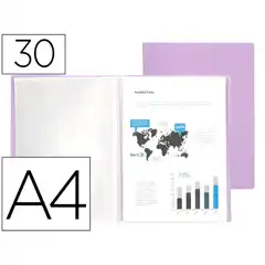 CARPETA LIDERPAPEL ESCAPARATE 30 FUNDAS PP DIN A4 LAVANDA OPACO EC75 11005