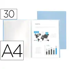 CARPETA LIDERPAPEL ESCAPARATE 30 FUNDAS PP DIN A4 CELESTE OPACO EC76 11011