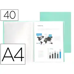 CARPETA LIDERPAPEL ESCAPARATE 40 FUNDAS PP DIN A4 VERDE MANZANA OPACO EC83 11036