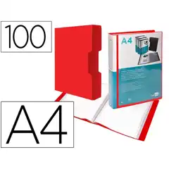CARPETA LIDERPAPEL PERSONALIZA 100 FUNDAS PPDIN A4 ROJO TRANSLUCIDO CON CAJETIN JC09 11051