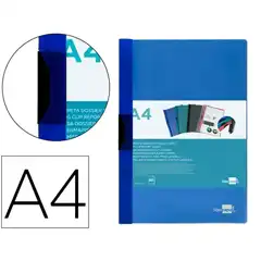CARPETA LIDERPAPEL DOSSIER PINZA LATERAL PP DIN A4 AZUL TRANSLUCIDO 60 HJ PINZA DESLIZANTE DP28 11306