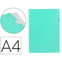 CARPETA LIDERPAPEL DOSSIER UÑERO PP DIN A4 VERDE MANZANA OPACO 20 HJ BL23 11339