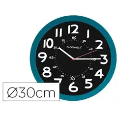 Material RELOJ Q-CONNECT DE PARED PLASTICO OFICINA REDONDO 30 CM COLOR AZUL Y ESFERA COLOR NEGRO KF11214 153907