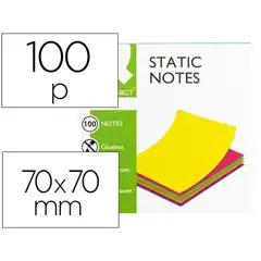 BLOC DE NOTAS ELECTROSTATICAS QUITA Y PON Q-CONNECT 70X70 MM 100 HJ 5 COLORES FLUORESCENTES KF14523 155147