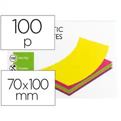 BLOC DE NOTAS ELECTROSTATICAS QUITA Y PON Q-CONNECT 70X100 MM 100 HJ 5 COLORES FLUORESCENTES KF14524 155148