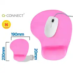 ALFOMBRILLA PARA RATON Q-CONNECT REPOSAMUÑECAS DE GEL COLOR ROSA 190X230X20 MM KF17225 155719