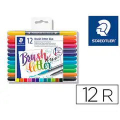 Material ROTULADORES STAEDTLER 3004 TB12 DOBLE PUNTA PARA HAND LETTERING BRUSH 12 UDS COLORES SURTIDOS 155782