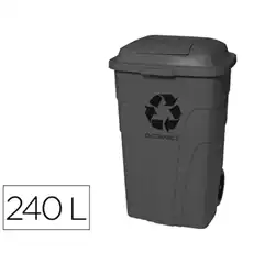 PAPELERA CONTENEDOR Q-CONNECT PLASTICO CON T.DERA 240L COLOR GRIS 1040X610X610 MM CON RUEDAS KF11291 156148