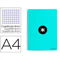 Material CUADERNO ESPIRAL A4 ANTARTIK T. DURA 80H 90GR CUADRO 4MM CON MARGEN COLOR MENTA KB11 159567