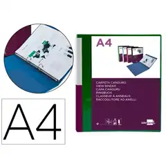 CARPETA LIDERPAPEL CANGURO 2 ANILLAS 25 MM MIXTAS PP DIN A4 VERDE TRANSLUCIDO KG51 160008