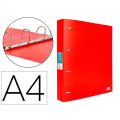 CARPETA LIDERPAPEL 4 ANILLAS MIXTAS 40 MM PP DIN A4 ROJO TRANSLUCIDO CH40 160012