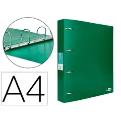 CARPETA LIDERPAPEL 4 ANILLAS MIXTAS 40 MM PP DIN A4 VERDE TRANSLUCIDO CH41 160013