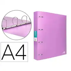 CARPETA LIDERPAPEL 4 ANILLAS MIXTAS 40 MM PP DIN A4 LAVANDA OPACO CH44 160016