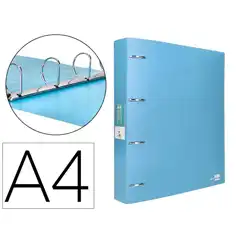 CARPETA LIDERPAPEL 4 ANILLAS MIXTAS 40 MM PP DIN A4 CELESTE OPACO CH45 160017
