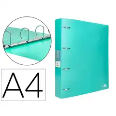 CARPETA LIDERPAPEL 4 ANILLAS MIXTAS 40 MM PP DIN A4 VERDE MANZANA OPACO CH46 160018