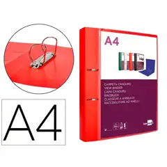 CARPETA LIDERPAPEL CANGURO 2 ANILLAS 40 MM MIXTAS PP DIN A4 ROJO TRANSLICUDO CH50 160022