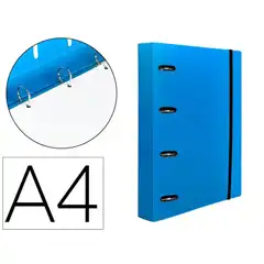 CARPETA CON RECAMBIO LIDERPAPEL A4 4 ANILLAS 25 MM. P.P. 100 HJ 80 GRS. AZUL (160026)