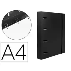 Material CARPETA CON RECAMBIO LIDERPAPEL A4 4 ANILLAS 40MM PP 100HJ 80GR NEGRO OPACO CH62 (160034)
