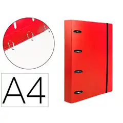 Material CARPETA CON RECAMBIO LIDERPAPEL A4 4 ANILLAS 40MM PP 100HJ 80GR ROJO TRASLUCIDO CH65 (160037)