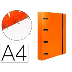 CARPETA CON RECAMBIO LIDERPAPEL A4 4 ANILLAS 40MM PP 100HJ 80GR NARANJA (160040)