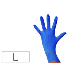 Material GUANTES DE NITRILO DESECHABLE SENSITIVE SIN POLVO COLOR AZUL CAJA DE 100 UNIDADES TALLA L 160174 61704